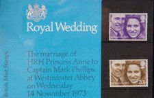 British MINT 197 Stamp Presentation Pack Royal Wedding Anne and Mark  #56