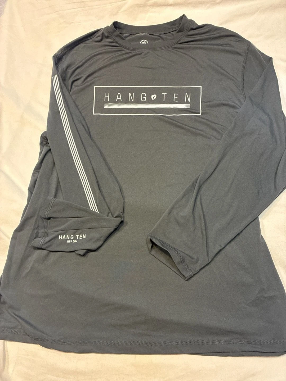 Hang Ten Men's Long Sleeve UPF 50+ Performance Sun Shirt, Asphalt Gray