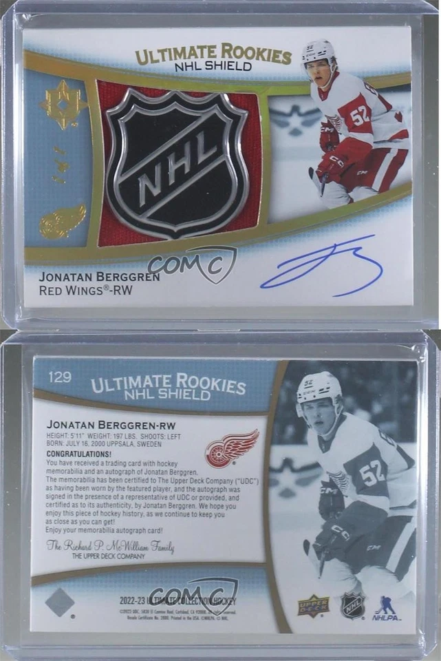 2022 Ultimate Rookies 1/1 Jonatan Berggren RPA Rookie Patch Auto RC Shield n7r - Image 3 of 3
