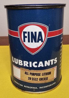 Vintage Fina Lubricants All Purpose Grease Tin Can Advertising 1 lb Nos Full oil