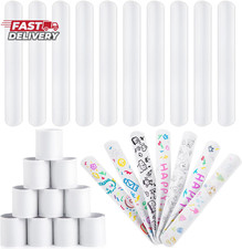 AMOR PRESENT Slap Bracelets Bulk, 64PCS White Slap Bracelets DIY Wrist Band Blan