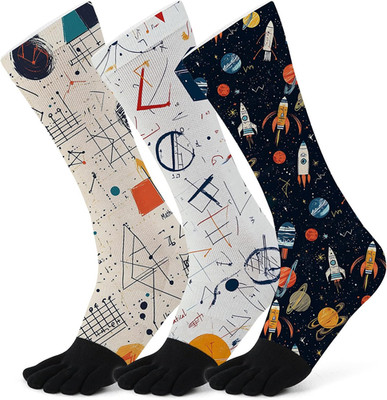 3 Pairs Funny Crew Toe Socks for Men & Women,Crazy Colorful Novelty Socks Gift P