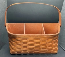 Vintage Heritage Mint Canadian Maple Basket Divided Silverware Swing Handle(DSS)