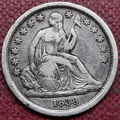 1838 Seated Liberty Dime 10c VF+ Details #98087