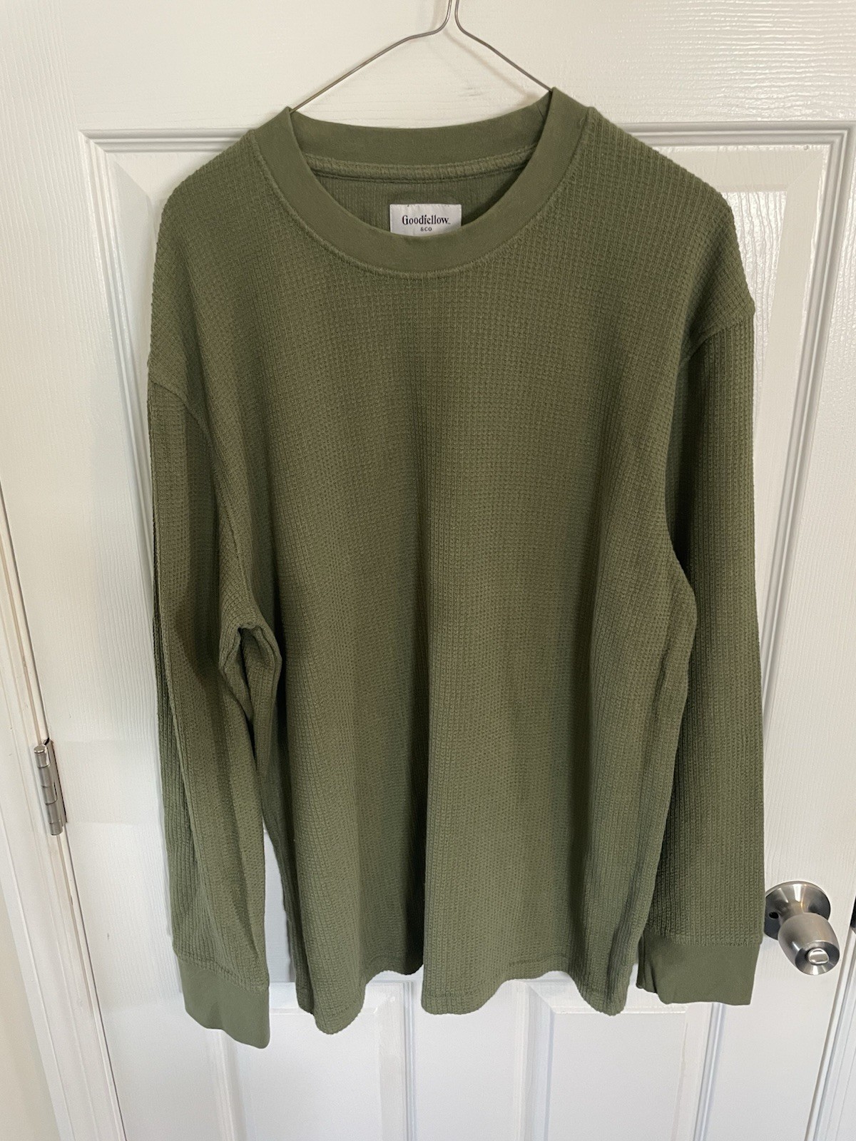 Goodfellow & Co Mens Textured Thermal Long Sleeve Shirt Green Size L