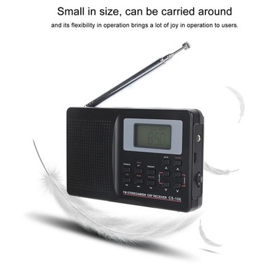 . CS 106 Full Band Radio Mini FM/AM/SW/MW Receiver With Digital Clock Earphone N