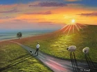 Pete Rumney Painting The End Of A Perfect Day Signed Original Sheep Art Canvas
