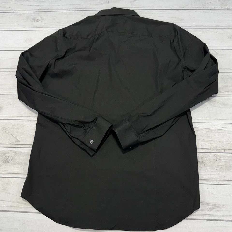 Camisa de vestir Theory para hombre negra L Sylvain Kenai algodón elástico ajustada con botones Foto 4 de 4