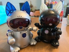 Set of 2 Sega Toys 2000 Tiger Electronics Meow Chi Robo Pet Cat - Vintage Hasbro