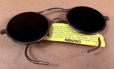 NOS VINTAGE Willson Safety Goggles Welding Glasses Wire Rim 2'' Lens Steampunk
