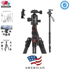 Camera Tripod, 71" Foldable Aluminum Tripod/Monopod, 360 Ball Head Detachable...