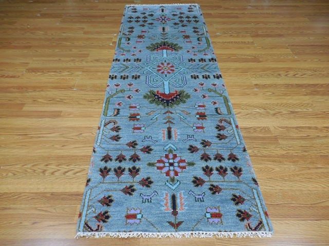 Turkish Oushak Rug,Geometric Multicolored Area Rug,Handmade Bohemian Rug 2.6x8