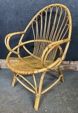 Rattan Armchair Mid Century Bamboo Vintage Boho Style Lounge Seat