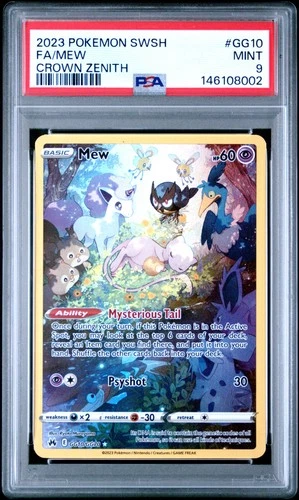 2023 POKEMON SWORD & SHIELD CROWN ZENITH #GG10 FULL ART/MEW PSA 9