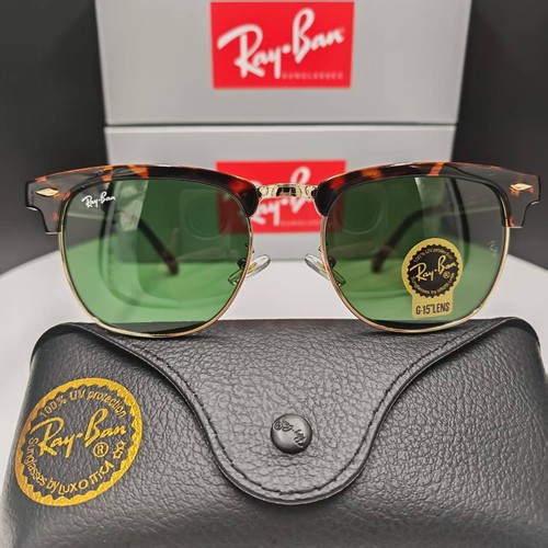 Ray-Ban Sunglasses RB3016 Clubmaster Classic Tortoise Frame Green Lenses 51mm