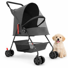 Passeggino Pieghevole per Cani e Gatti con Cappottina Max 15kg Animali Domestici