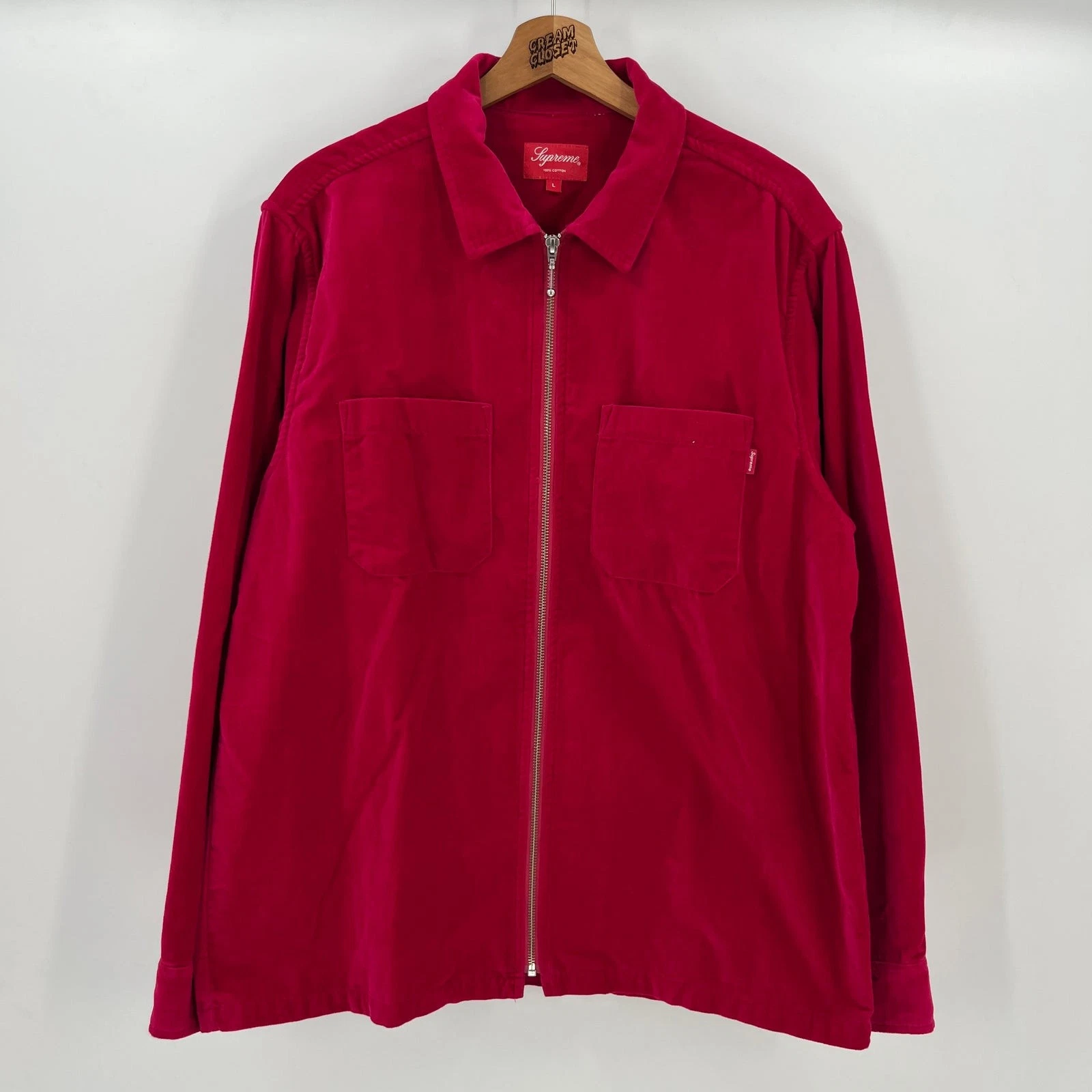 SS18 2018 Supreme NYC Velvet Zip Up Shirt in Pink L image 1