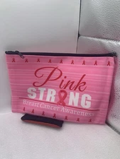 Breast Cancer Awareness Accessories Makeup Bag 9x6 Pink Strong B1