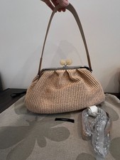 Borsa a tracolla/catena pasticcino in rafia grande Weekend Max Mara con sacchetto antipolvere