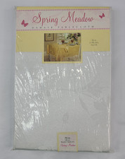 Spring Meadow Tablecloth Natural Damask Spring Floral White 70 Round New