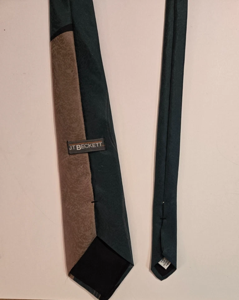 J.T. Beckett 复古男式丝绸领带绿色棕色美国商务礼服配件 — 第 4/4 张图片