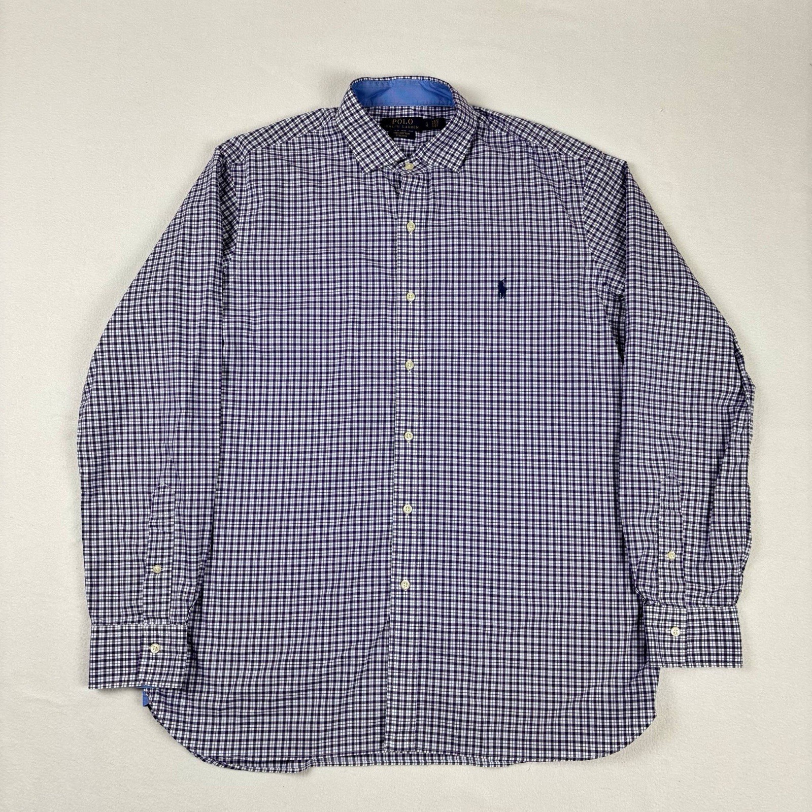 Ralph Lauren camicia uomo grande casual pony abbottonata viola elasticizzata manica lunga