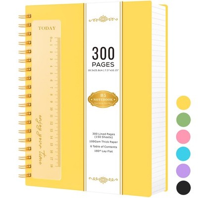 Spiral Journal Notebook, 300 Pages B5 Lined Notebook for /Men Work Writing No...