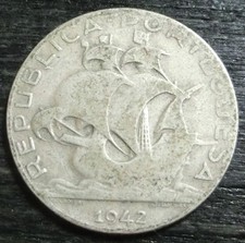 Portugal 2 1/2 Escudos 1942 3,50g 650er Silber