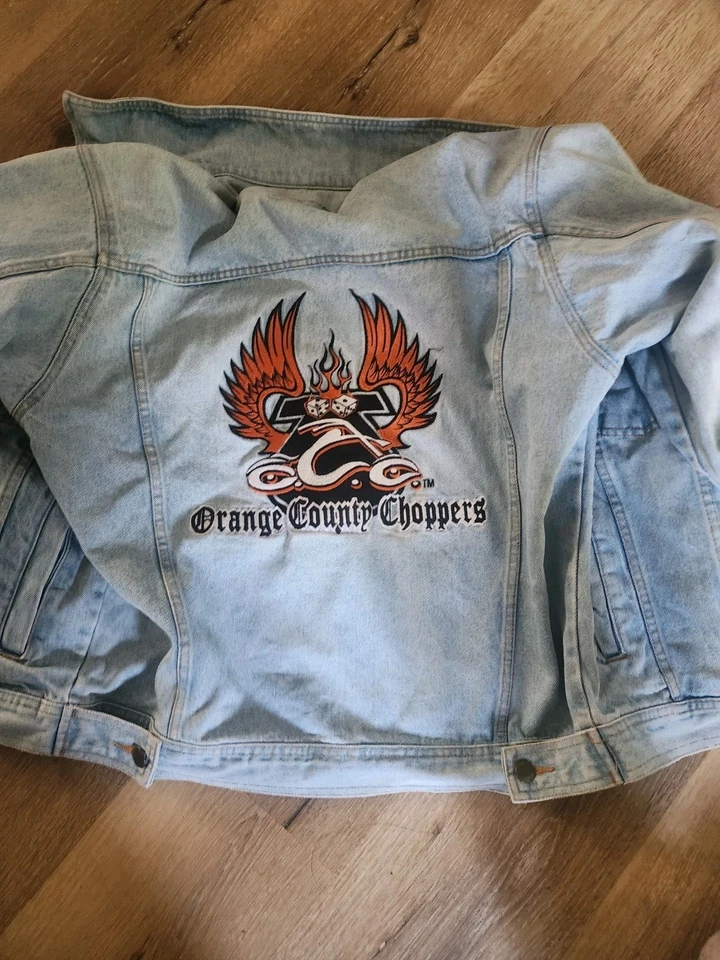 Vintage Orange County Choppers Denim Jean Jacket Mens Size M Embroidered - Image 2 of 4