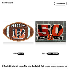 2 Pack Cincinnati Logo Mix Iron-on Patch Set Size 3.2 x 2.1 in