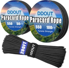 Paracord Nylon Rope with 7-Strand Core, 10 Colors and 50/100/200 Ft, Type III Pa