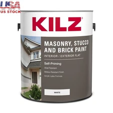 Self-Priming Acrylic Latex Paint Masonry Stucco Brick Interior Exterior New