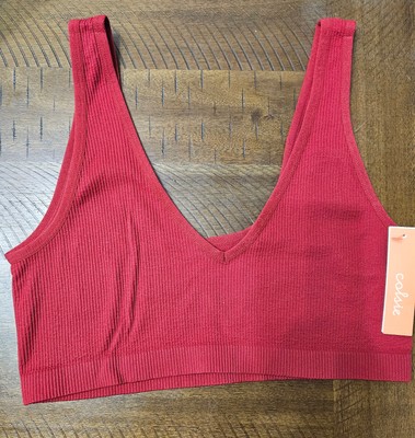  5 Pack Women's Colsie Reversible Ribbed Bralette Red Size XL ( 38DD 40D)