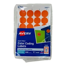 1008 Labels Avery Orange Circle Dot Labels Printable Removable 3/4" *Distress*