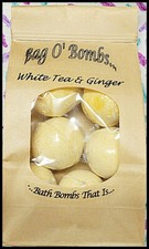 NEW Handmade 'White Tea Ginger' Relaxing Bathbombs 6 Bag O' Bombs 15 oz