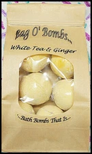 *NEW* Handmade 'White Tea & Ginger' Relaxing Bathbombs(6)! Bag O' Bombs! 15 oz