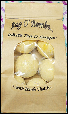 *NEW* Handmade 'White Tea & Ginger' Relaxing Bathbombs(6)! Bag O' Bombs! 15 oz