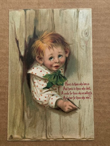 Vintage Frances Brundage Postcard Little Boy Cries Tuck Valentine Series 101 - Picture 3 of 3