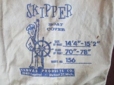 VTG 60's Skipper Boat Cover Bag Drawstring Bag Canvas Products Co. Detroit   B29