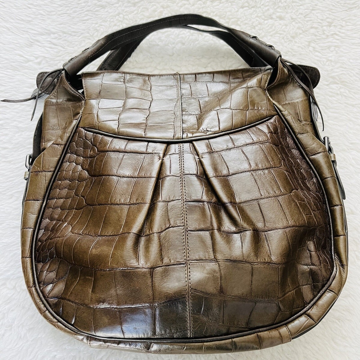 最終値下Francesco Biasia ハンドバッグ 毛皮　クロコダイルレザー 最終値下Francesco Biasia ハンドバッグ 毛皮 クロコダイルレザー