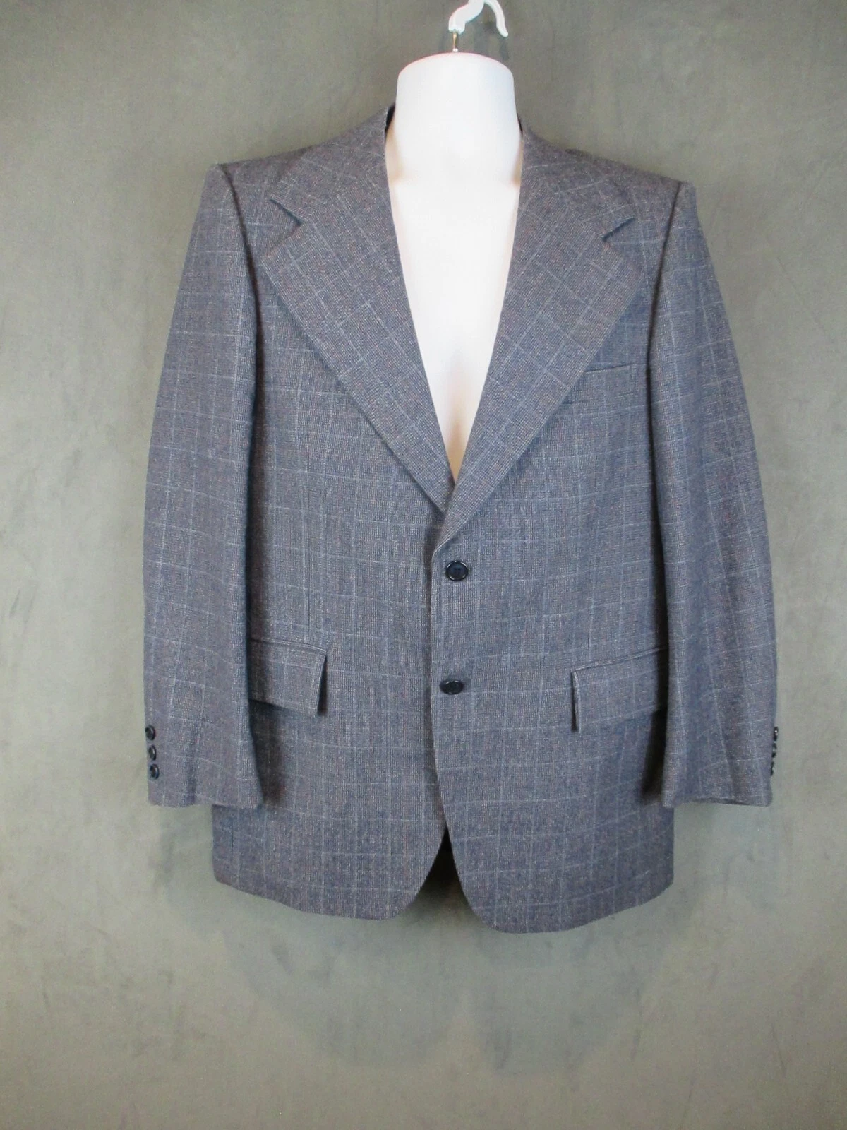 SAINT LAURENT (YSL) Blazer vintage Yves Saint Laurent uomo 40R blu finestra plaid misto lana