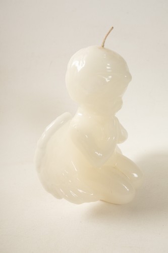 Vintage weiße Cherub Kerze (UD4) 7" Weihnachtsengel (JSF6) geflügeltes Kind - Bild 4 von 13