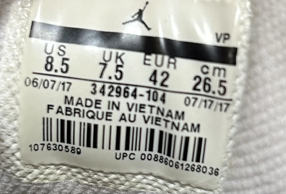 Nike Air Jordan True Flight Blanco Cemento Gimnasio Rojo Negro Gris Talla 8.5 Foto 4 de 4