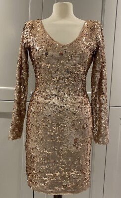 Bershka Special Edition Gold Sequin Long Sleeve Dress Christmas New Year  BNWT M | eBay