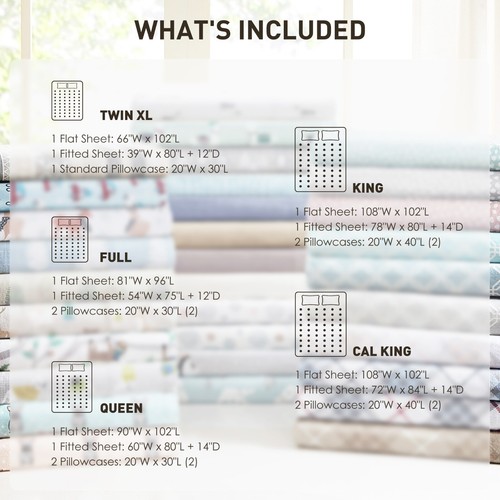 True North by Sleep Philosophy Cozy Cotton Flannel Printed Deep Pocket Sheet Set - Picture 27 of 228