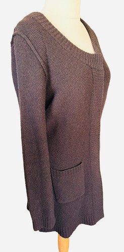 Hobbs Ladies Sz Small Knitted Brown Longline Wool Belted Cardigan VGC - Picture 3 of 10