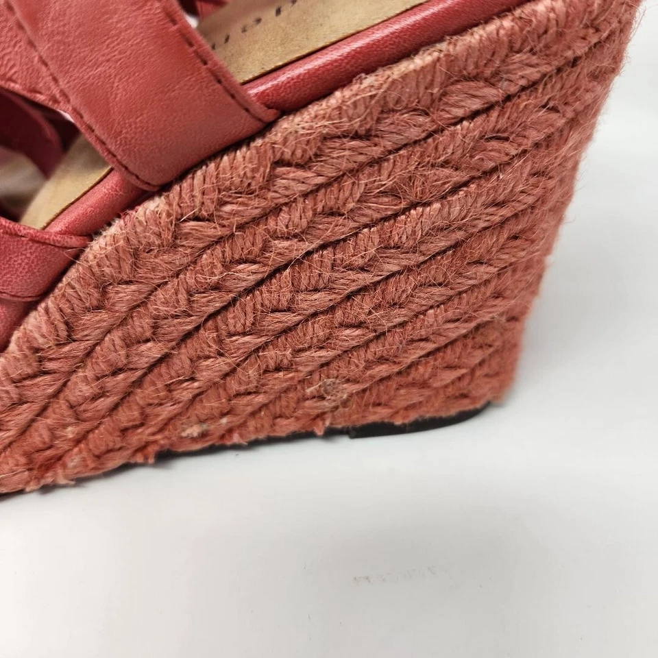 Sandalias de cuña alpargata rosa coral Madden Girl tacón para mujer talla 8,5 M J1 Foto 4 de 4