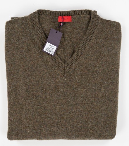 Suéter ISAIA Marrón Mélange Cuello en V Cachemira Ligero Calce Ajustado Pullover XL - Imagen 6 de 6