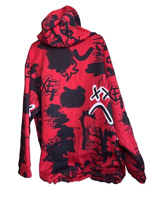 Jaded London Graffiti Oversized Printed Red Hoodie Sweater Jaded London Graffiti Oversized Printed Red Hoodie Sweater