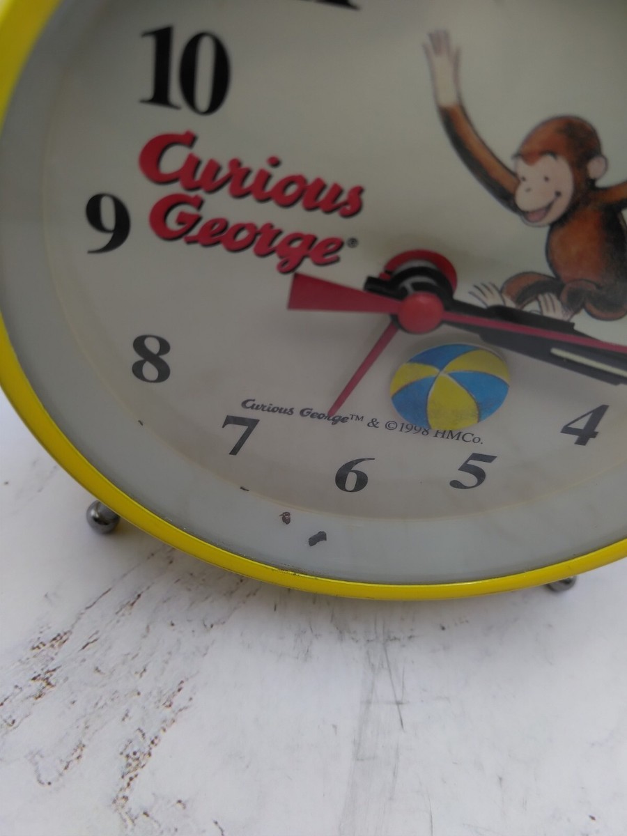 VTG 1998 Curious George Alarm Clock Schylling Yellow - READ -NOT
